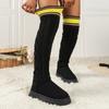 Мода Модная женская обувь 2024 Новые смешанные цвета Вязание женские носки Сапоги увеличивающие рост Толстая подошва Досуг женские зимние сапоги