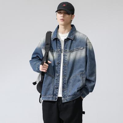 Куртка Американская ретро-стираемая джинсовая куртка мужская модная джинсовая
