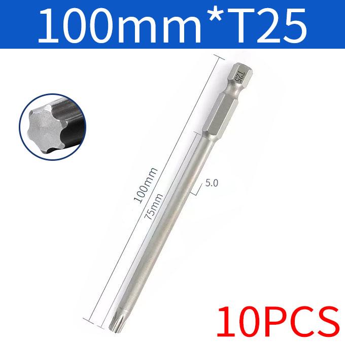 Набор из 8/10 шт. 1/4" 100 мм магнитных бит Torx для электрической отвертки, высококачественная отвертка Torx T8-T40