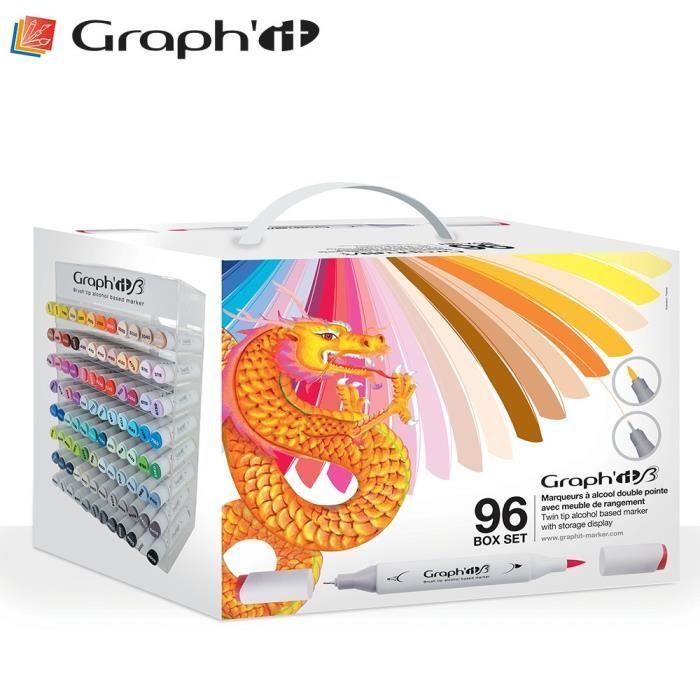 Coffret de 96 marqueurs à alcool GRAPH'IT Brush & Extra fin