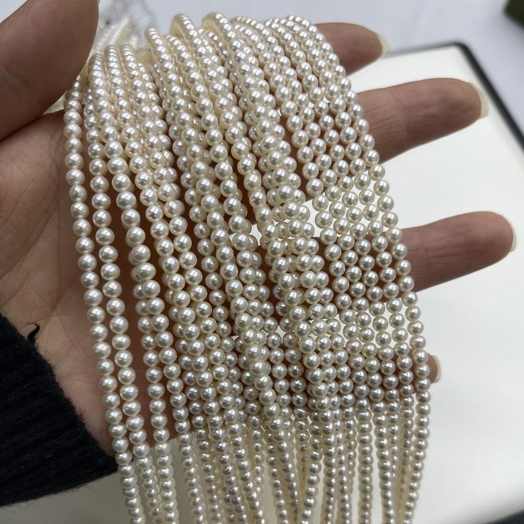 1 нить, белые натуральные пресноводные жемчужины, 3,5-4,5 мм, ручная работа, жемчуг формы "рис" для изготовления украшений, DIY, аксессуары для ожерелий, поделки ко Дню матери, 36 см