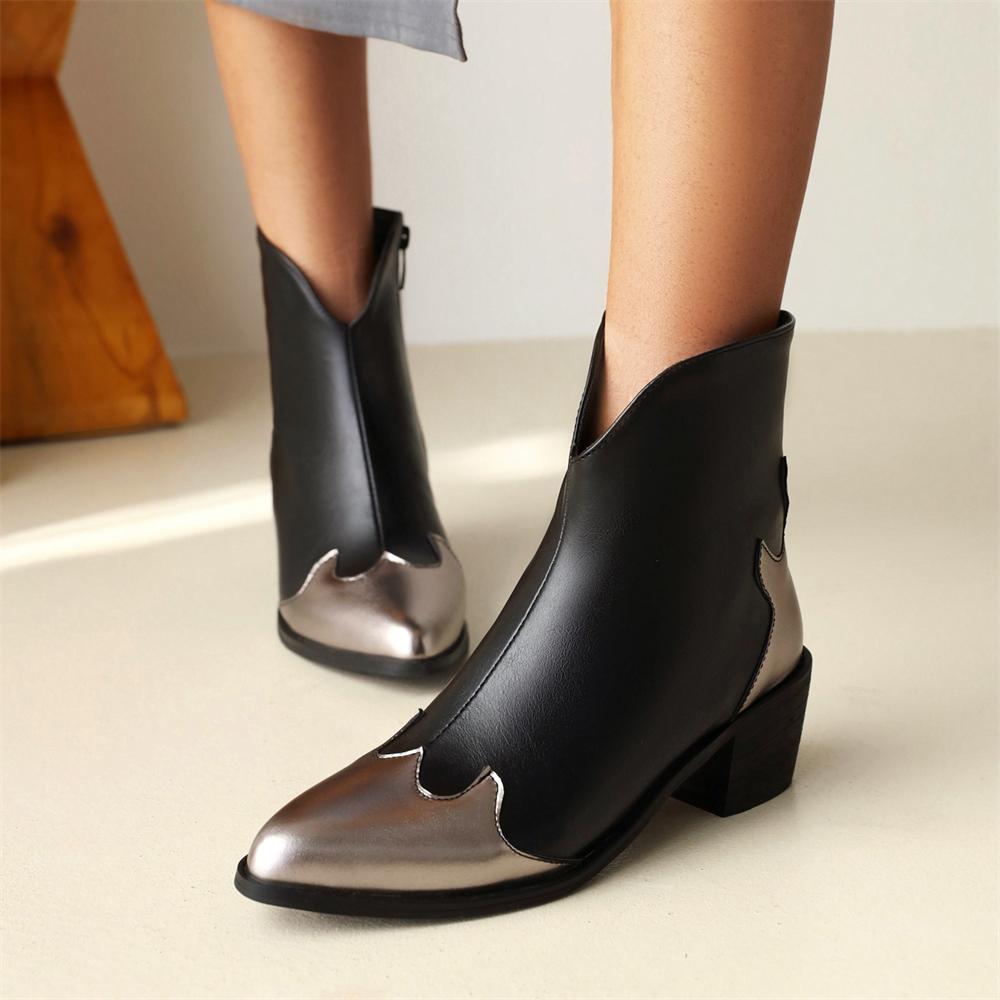 Модные осенне-зимние новые ботильоны на толстом каблуке с острым носком для женщин. Элегантные современные казачьи ботинки челси. Черные, зеленые, красные.