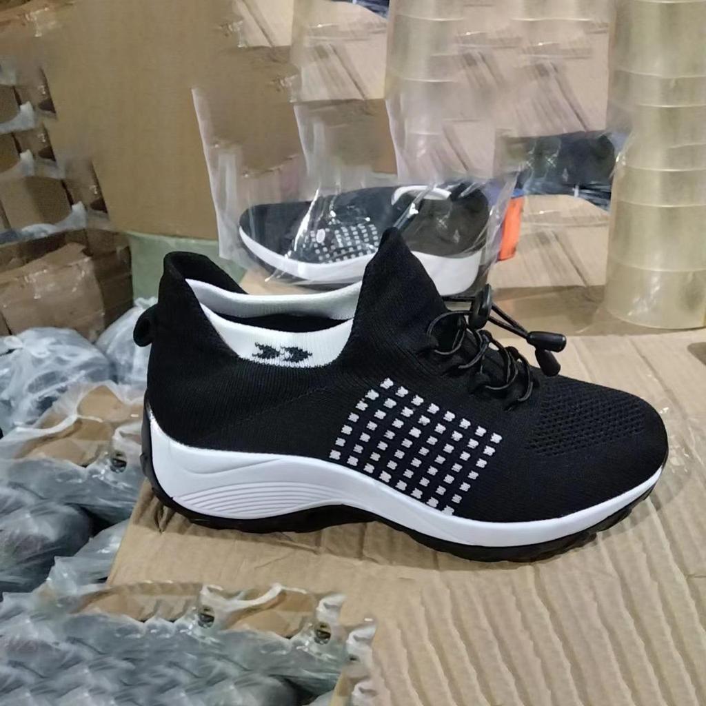 Женские удобные туфли-лодочки Flyknit, повседневная обувь на шнуровке, большой размер, нескользящая спортивная обувь 35-45