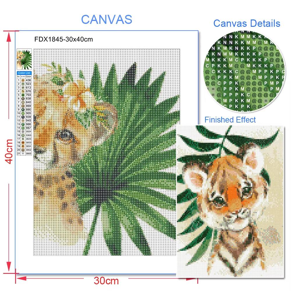 Мультяшное Животное Алмазная Живопись Растительный Лист Лев Зебра Жираф Слон Алмазная Вышивка Крестиком Подарок для Малышей Детей Домашний Декор