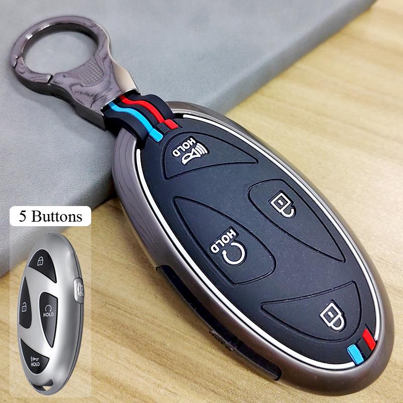 Zinc Alloy + Silicone Car Key Case Fob Cover For Hyundai Kona Ev Grandeur GN7 IONIQ 6 2023 2024 2025 5 7 Buttons Remote Key