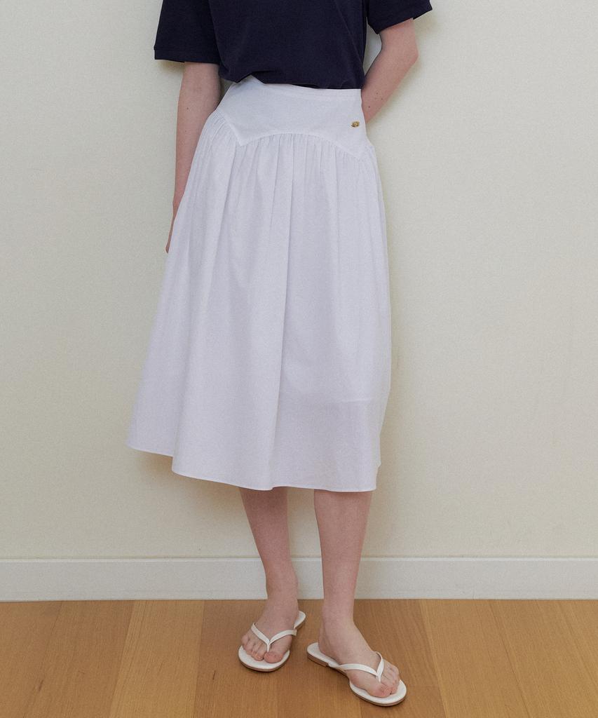 The Penny May Shirring Skirt - Ivory