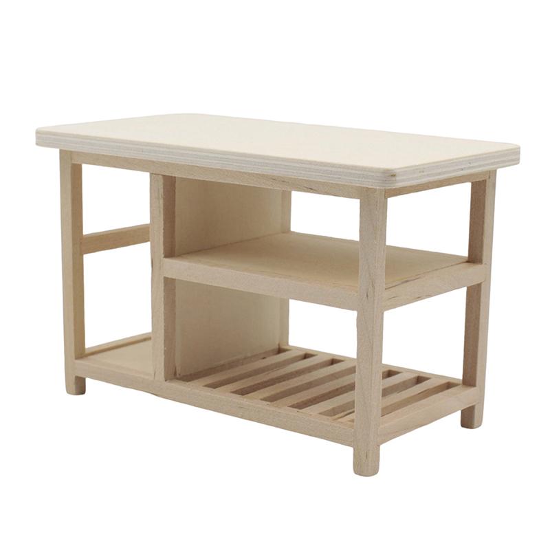 1:12 миниатюрных столиков для кукольного домика, обеденный стол, многоуровневый стол для хранения вещей с мебелью для подсоединения, модель кухни, декоративная игрушка