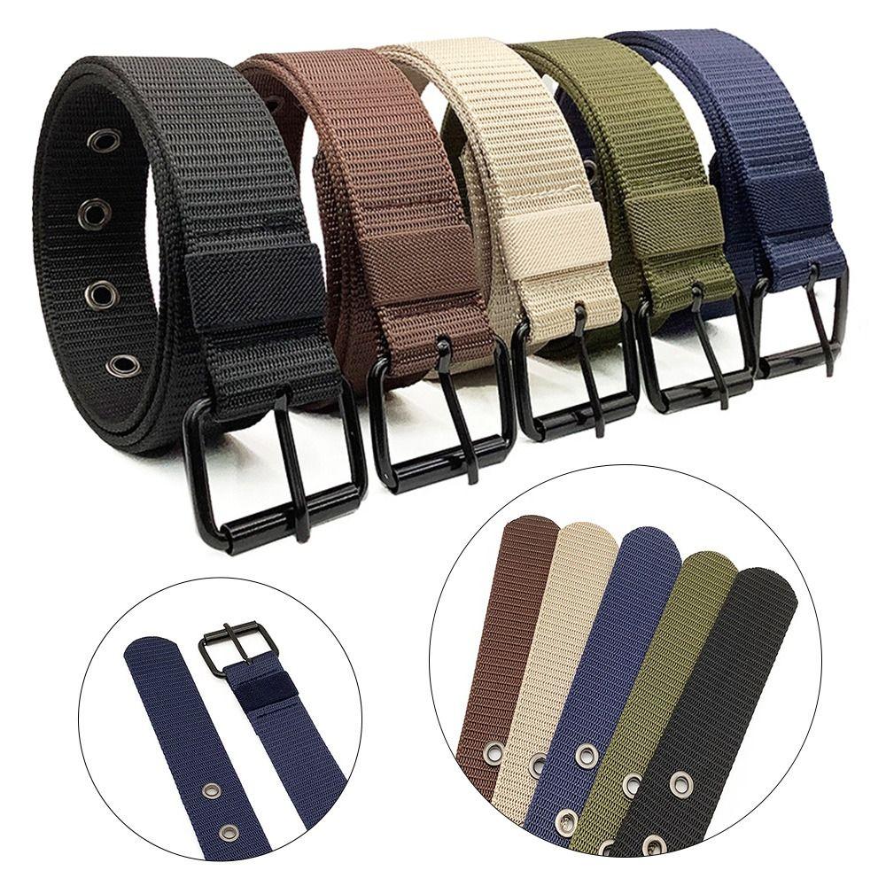 Vintage Casual Nylon Canvas Braided Belt Pin Buckle Waistband Weave Waist Band Ladies Dress Strap