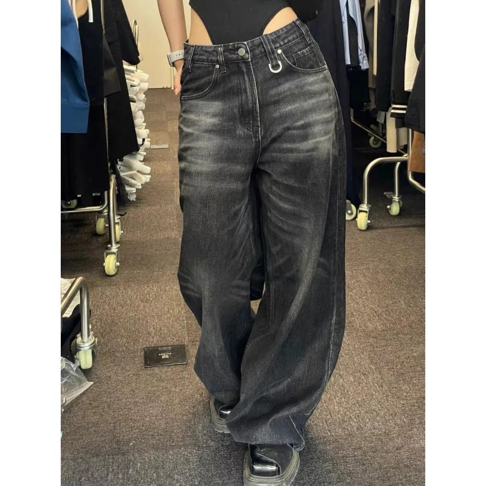 Vintage Black Wide Leg Jeans Women Oversized High Street Korean Fashion Baggy Denim Trousers Grunge Y2k Female Hip Hop