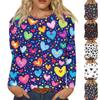 Women's Fashion Casual Crew-neck Long Sleeve T-shirt Valentine's Day Love Print Top