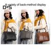 Women Shoulder Bag Smooth Waterproof Faux Leather Vintage Multi Pockets Detachable Adjustable Straps Smooth Zipper Firm Stitching Handbag for Work