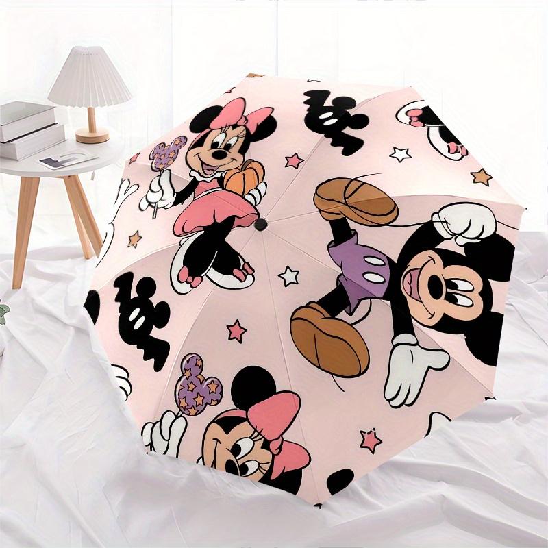 Mickey Mouse, Minnie Mouse Automatic Opening and Closing Umbrella, Compact Travel Umbrella, Lightweight and Portable, Suitable for Beach Com