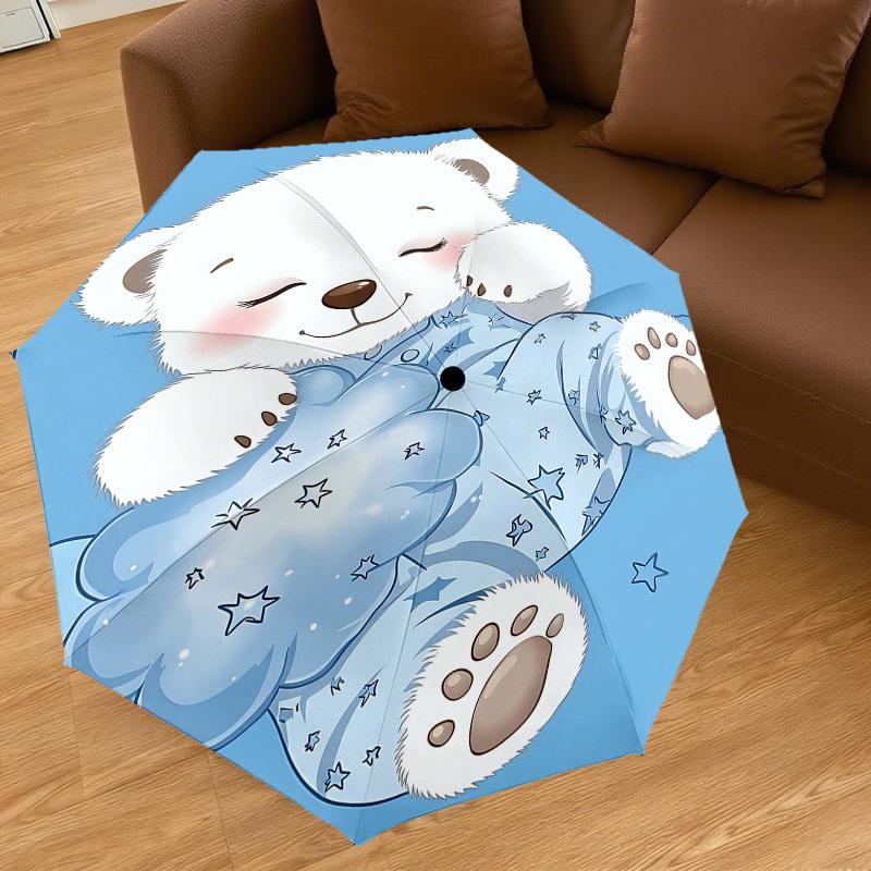 1PC Polar bear Umbrella-8-Rib Reinforced, Automatic Open, Lightweight & Durable, Fashion Accessory for Outdoor, H0375