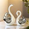 Modern Home Ceramic Swan Crystal Ball Figurine for Living Room or Wine Cabinet Decor