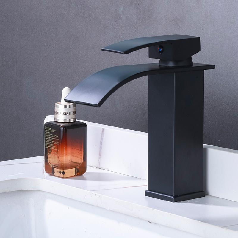 Waterfall style stainless steel faucet suitable for household use, single hole installation for both hot and cold use new style