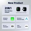 Беспроводной адаптер CarPlay 2 в 1 и мини-адаптер Android Auto 5 ГГц WiFi Type-C/USB Plug & Play Проводной к беспроводному CarPlay