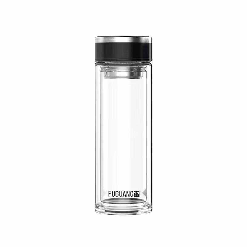 FUGUANG Double-Layer Glass Tea Infuser Mug, 400ml