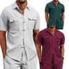 Short Sleeve Fashion Cargo Shirt Mens Clothing Classic Basic Tops Wear Plus Size Men Casual Street Blouses