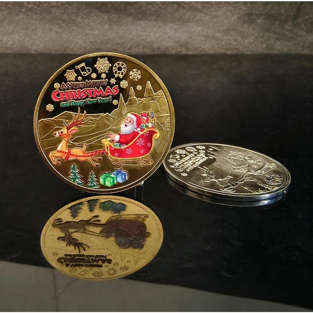Christmas Santa Claus Coins Double-sided Alloy Collectible Coin Festive Souvenir Coin Collection for Christmas 2026 New Year