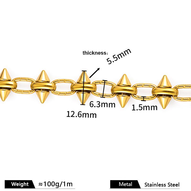Punk Style Stainless Steel 18K Gold Plated Chunky Handmade Rivets Chain for DIY Crafting Necklaces Bracelets Trouser Chains