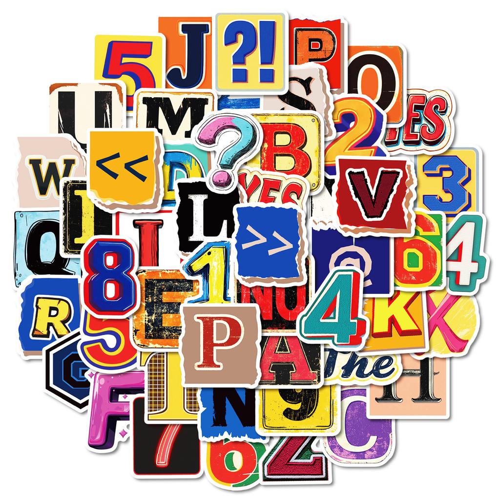 50 Ретро Серия Английских Букв Водонепроницаемые Декоративные Наклейки Креативное Цветовое Сочетание Трехмерный Эффект Наклейки