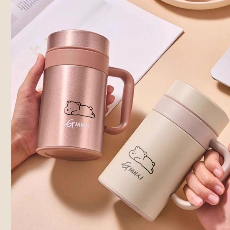 Термокружка Gianxi Женская офисная чашка для чая 316 нержавеющая сталь большая вместимость мужская с ручкой чашка для воды