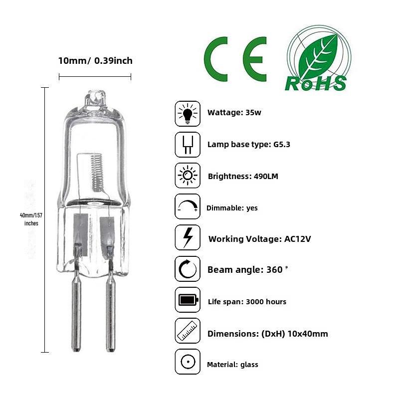 Галогенные лампы G4/G5.3 для ароматерапевтических ламп, 220 В/12 В, 20 Вт/35 Вт, двухконтактная хрустальная лампочка