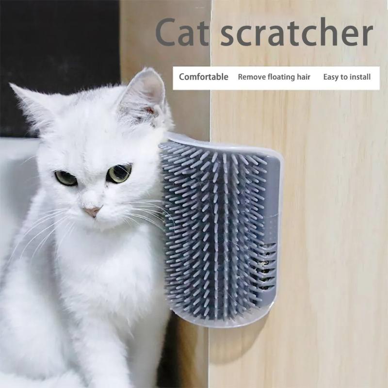 Wall Mounted Corner Cat Massager Brush Detachable Comb Pet Grooming Tool For Self Cleaning Scratching And Playing