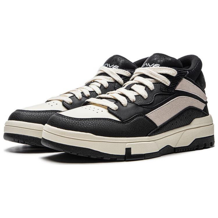 Li Ning Wave MID FLEECE Полуботинки для скейтборда Мужские Черный Бежевый AGCU159-2