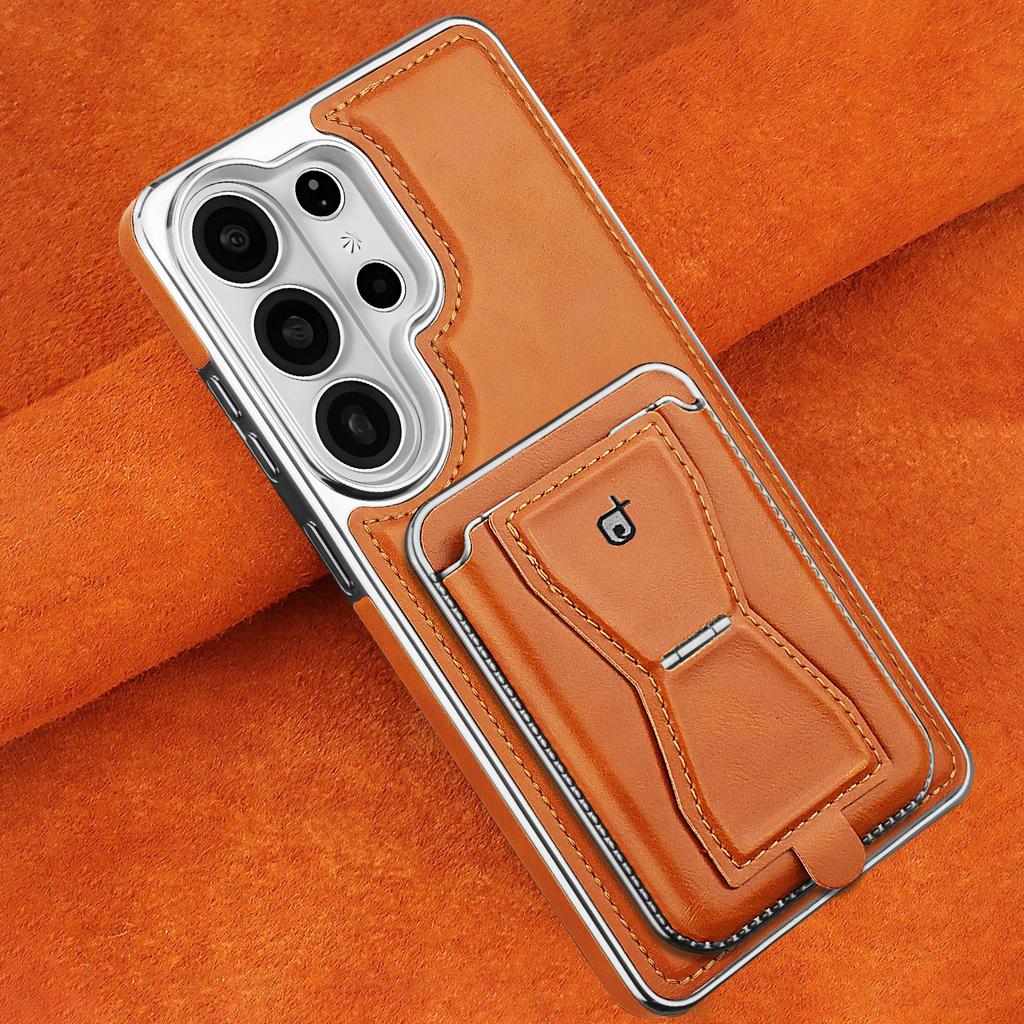 Премиальный кожаный чехол для бизнеса для Samsung Galaxy S26 Edge S25 Ultra S24+ Plus S23 Чехол с магнитным держателем для карт и карманом