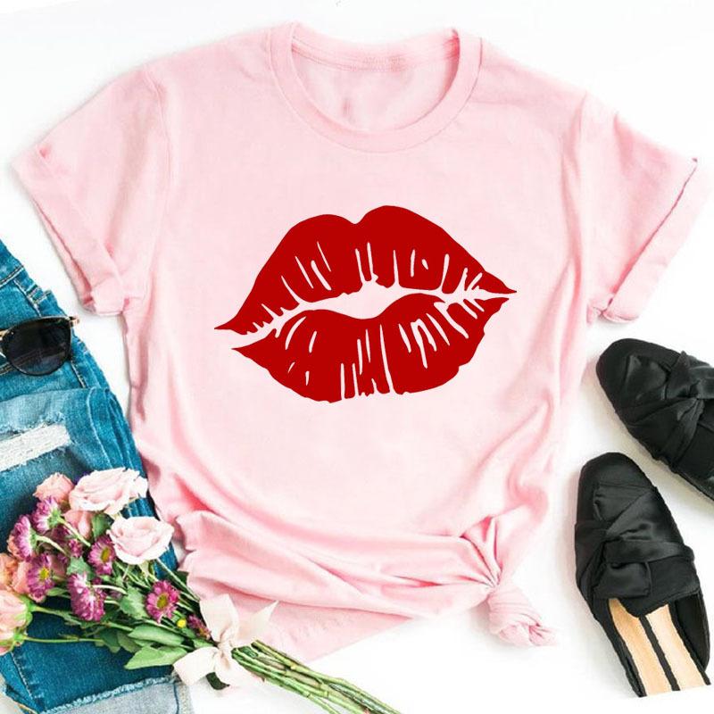 Women's Eyelash Print Loose Casual Simple Round Neck Pure Cotton Short Sleeved T-Shirts Lady Tees