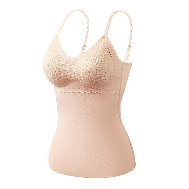 Женский двухсторонний бархатный жилет-комбинезон с нагрудными накладками, подкладкой из шелкового кашемира и бесшовным кружевным термобельем