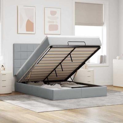 Maison Exclusive - Cadre De Lit Ottoman Et Matelas Gris Clair 140x200 Cm Tissu