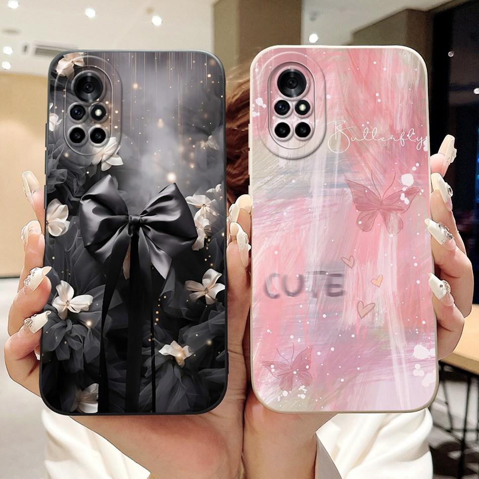 For Huawei Nova 8 8i Beautiful Bow Rose Painting Phone Case For Huawei Nova8 Nova8i Shockproof Soft Silicone Cases