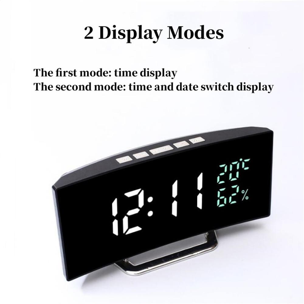 Mirror Digital Alarm Clock TEMP Date 3 Levels Brightness 3 Alarms Unlimited Snooze Table Clock 12/24H Night Mode LED Digital Clock