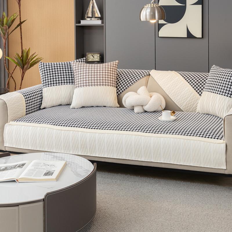 Thousand Bird Grid Splicing Sofa Cover Chenille Non-slip Sofa Cover All-season Universal Sofa Cushion for Living Room Home Decor