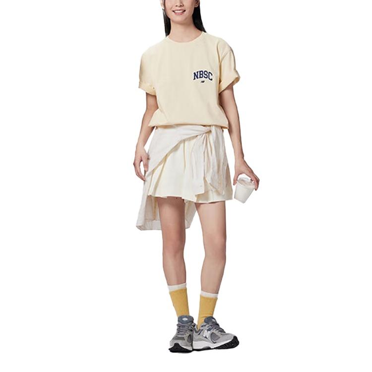 New Balance Small NBSC Graphic T-Shirt Asia Sizing 'Beige Navy' Men's AMT42331-CAU