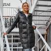 Coat Women Long Winter Down Jacket Black Outwear With a Hood Fashion Style Color Clothing ZR-3037