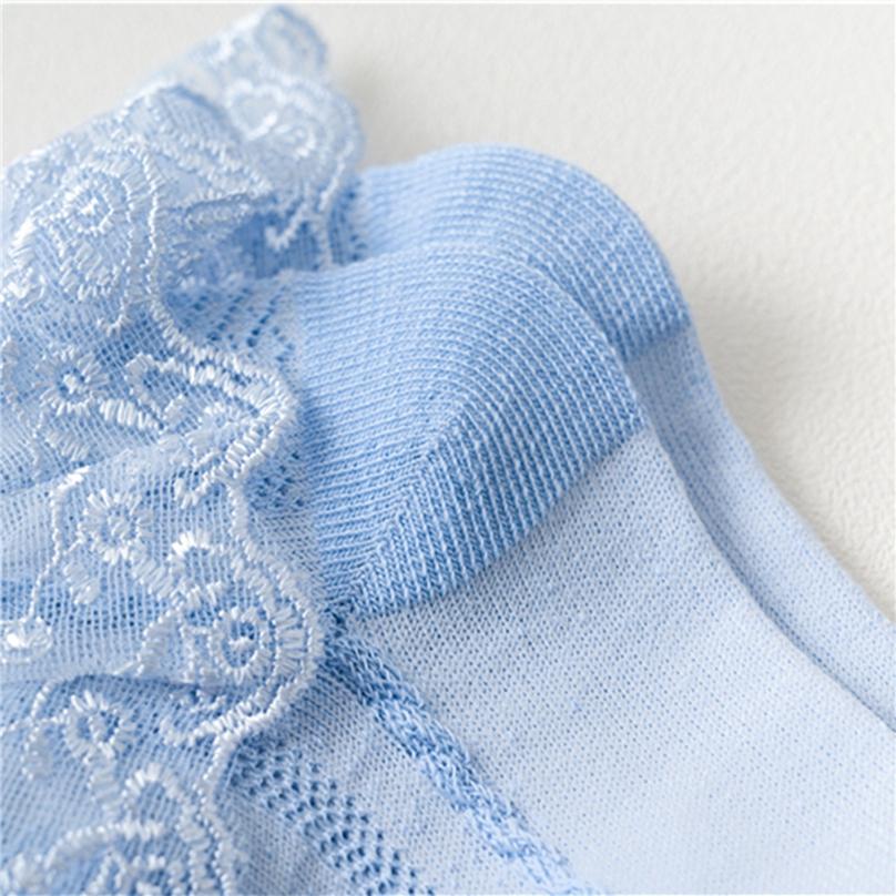 Приятные для кожи носки до щиколотки для девочек с кружевной отделкой, впитывающие осенние милые тонкие детские однотонные носки