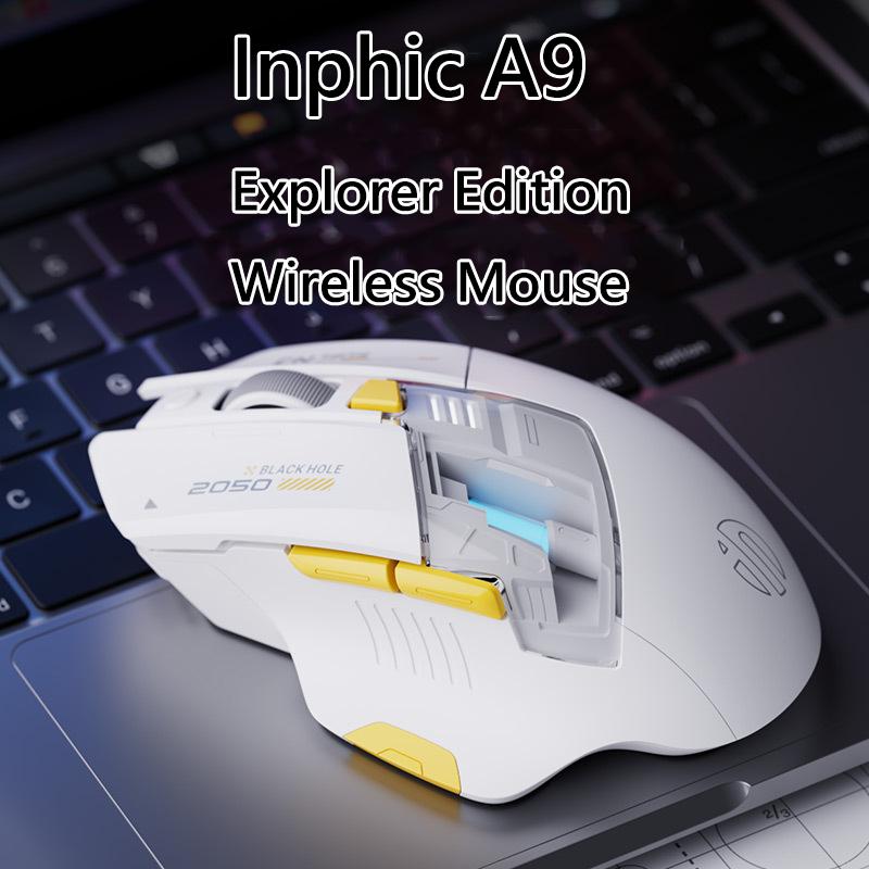 Беспроводная игровая мышь Inphic A9 Explorer с дисплеем уровня заряда батареи 500 мАч, эргономичная, Bluetooth, офисная мышь для ПК, ноутбука
