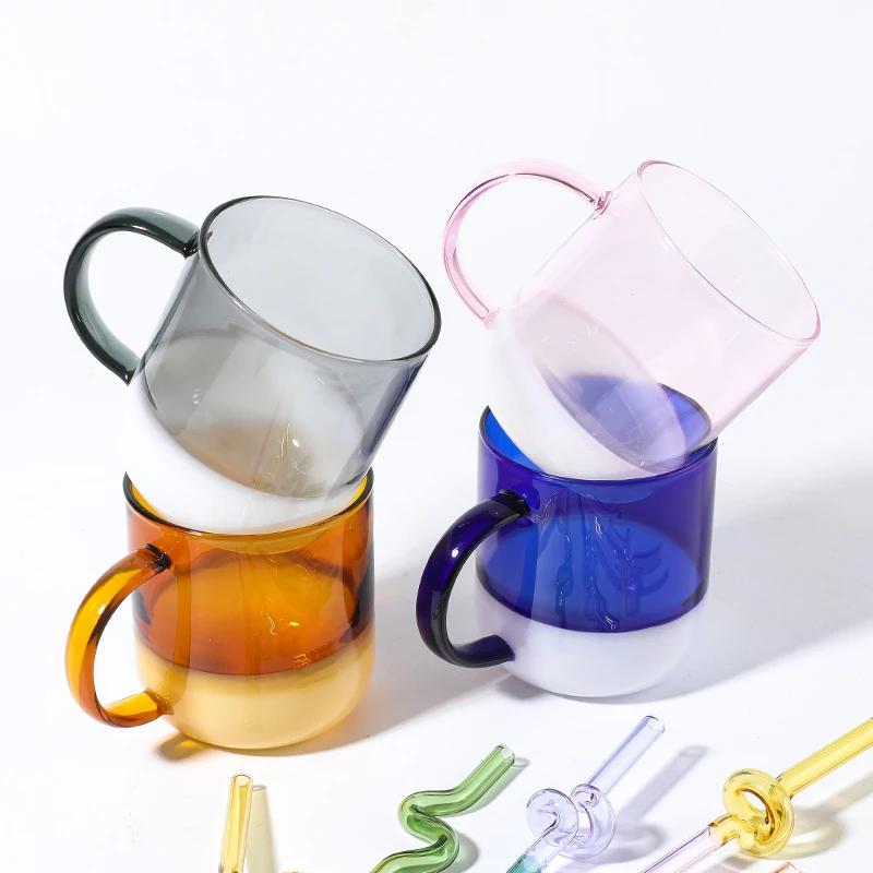 Боросиликатная кружка Стеклянная кружка Термостойкая стеклянная кружка Посуда для напитков Чайная кружка для сока и молока Кружка для кофе Домашняя вода Стаканы Стеклянная кофейная кружка