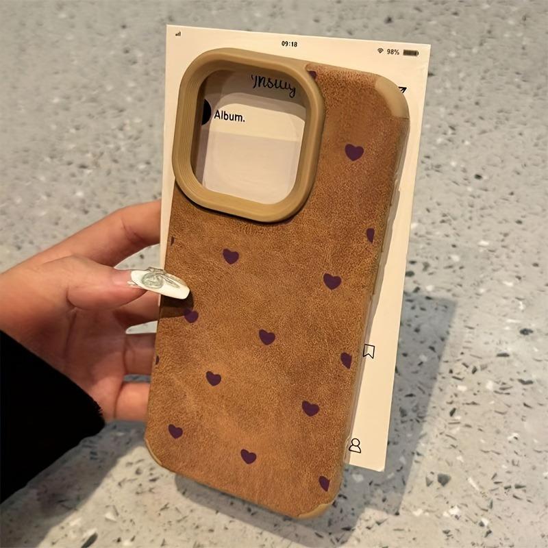 Small Heart Suede High Value Fashion Phone Case For iPhone 17 16 15 14 13 12 11 Pro Max Plus XS XR Shockproof Matte Bumper Cover