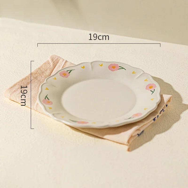 Ретро Цветочная Керамическая Тарелка Модная Креативная Вкусная Суповая Чаша Домашняя Послеобеденная Чашка Десерт Фруктовые Тарелки Изысканная Рыбная Тарелка