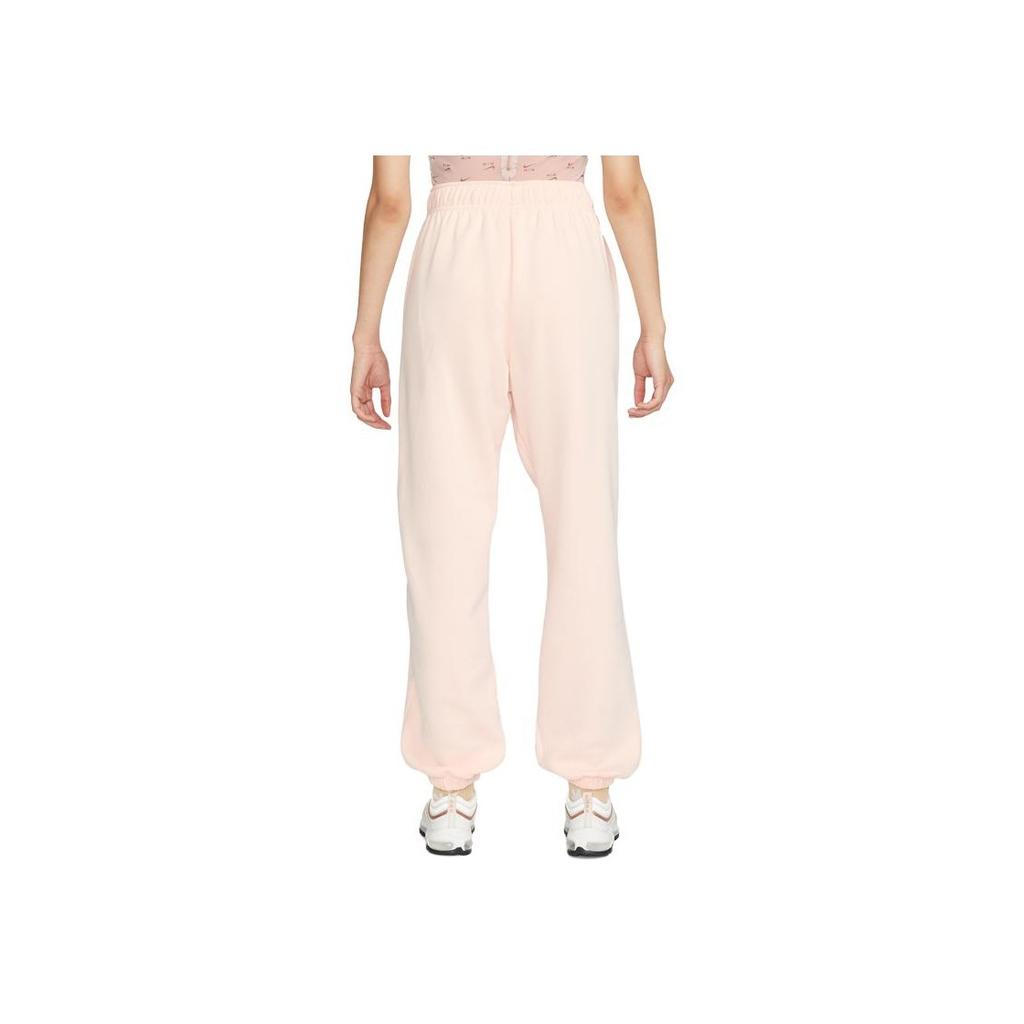 Nike Повседневные флисовые трикотажные спортивные брюки с высокой талией и боковыми буквами на шнуровке, женские брюки цвета ледяной гранат FB8052-838