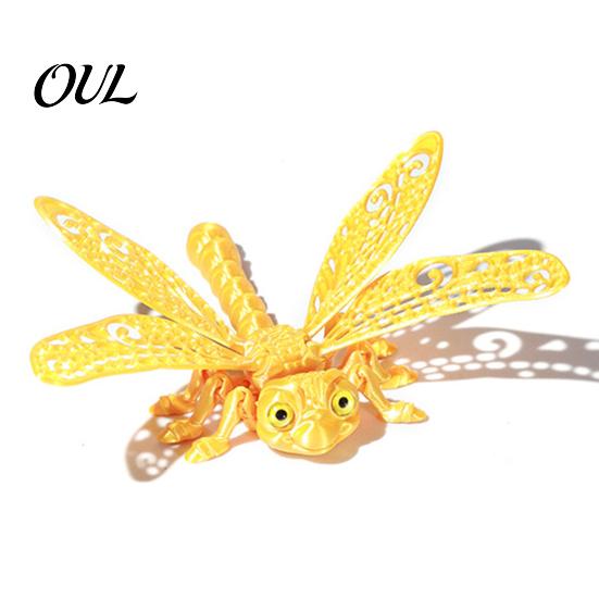 Creative Car Pendant Accessory 3D Printed Articulated Dragonfly Model, Flexible Realistic Animal Fidget Toys, Eco-friendly Plastic Figure Stress