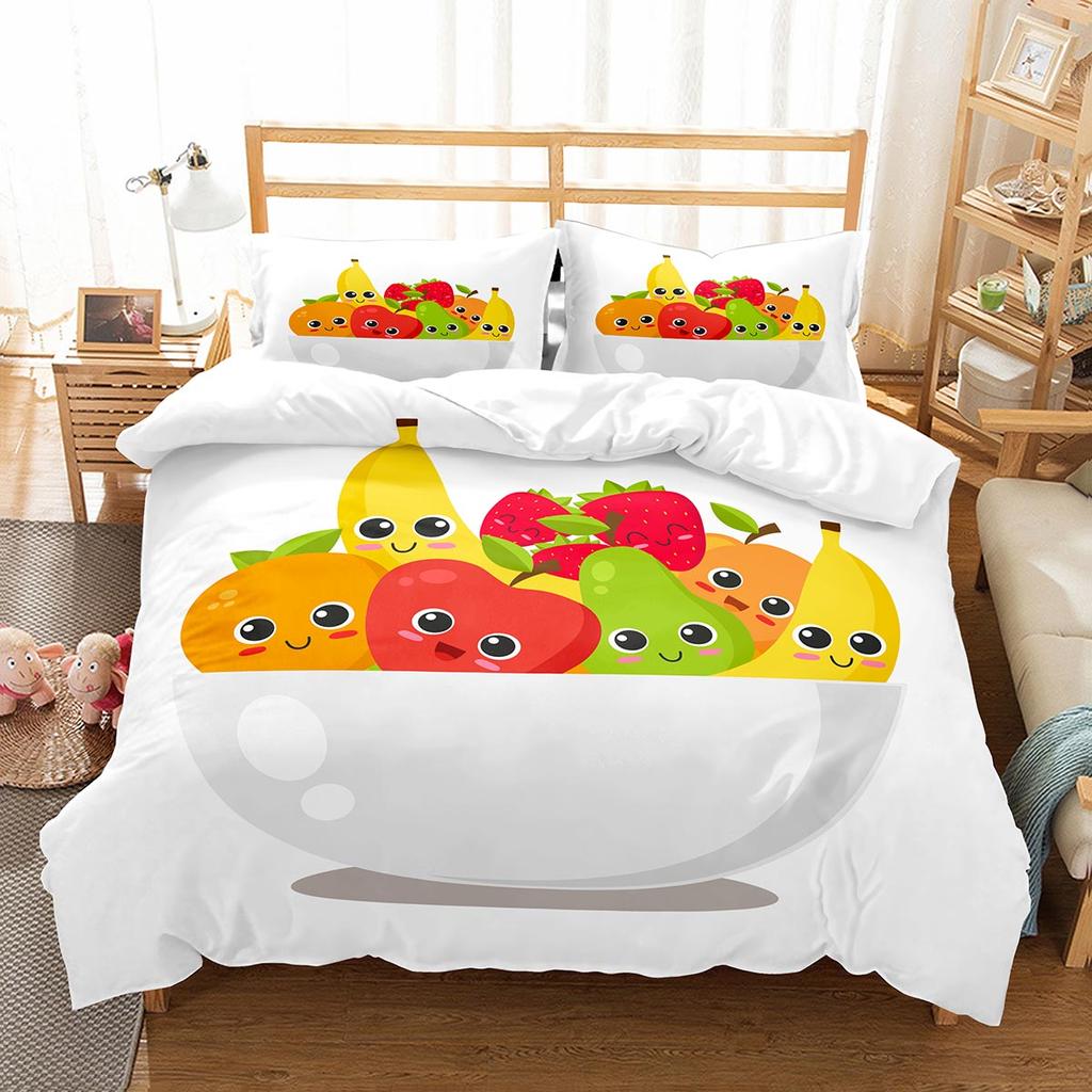 Пододеяльник с рисунком из мультфильма «Фрукты короля и королевы» с милым рисунком овощей, комплект постельного белья, цветной пододеяльник из полиэстера