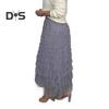 Women Midi Skirt Elastic High Waist Multi Layer Mesh Yarn Long Skirt Solid Color Slimming Style Versatile Skirt