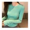 Round Neck Slim Pullover Top Inside Long Sleeve Knitted Base Shirt German Velvet Thread T-shirt for Women with Tight