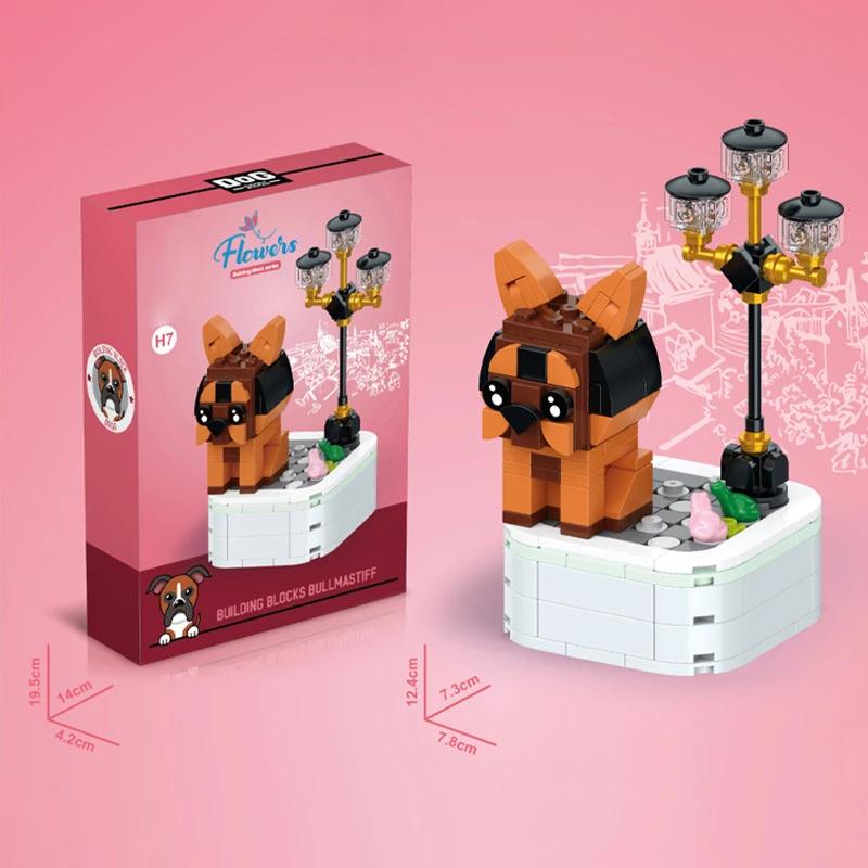Собака в горшке, букет, бонсай, строительные блоки, милая собака, сцена с животными, собранные игрушки, настольные украшения, детские праздничные подарки