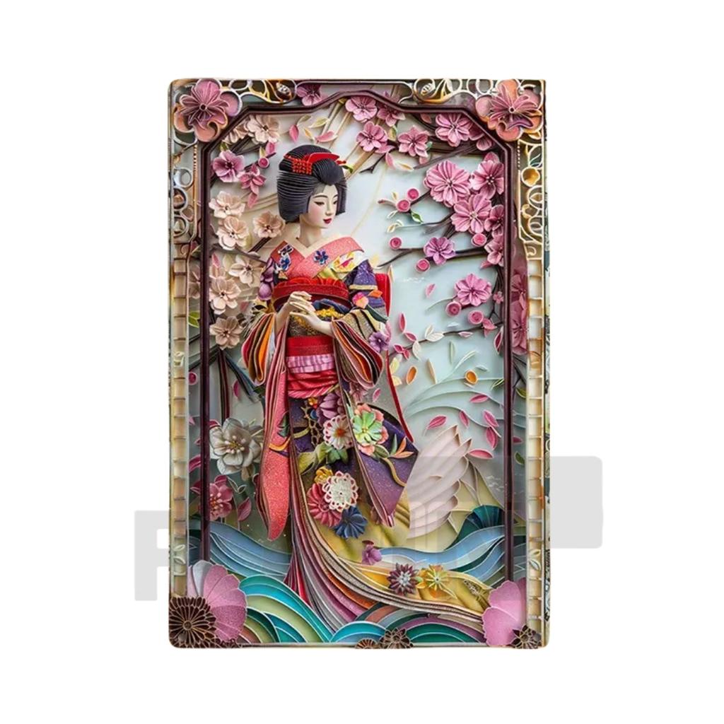 Japanese Geisha Kimono Metal SignD Elegant Japan Cherry Blossoms Art PosterHomeRoomOfficeIzakayacafeStudio Wall Decor